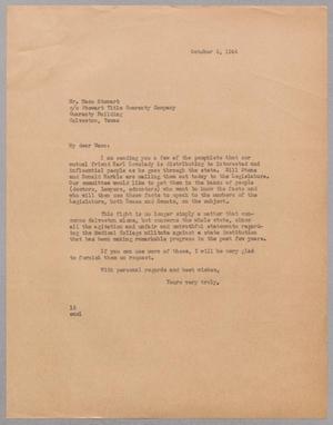 [Letter from Isaac H. Kempner to Maco Stewart, October 5, 1944]