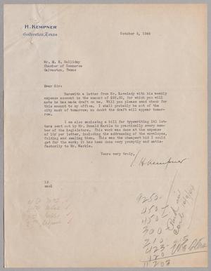 [Letter from Isaac H. Kempner to E. S. Holliday, October 5, 1944]