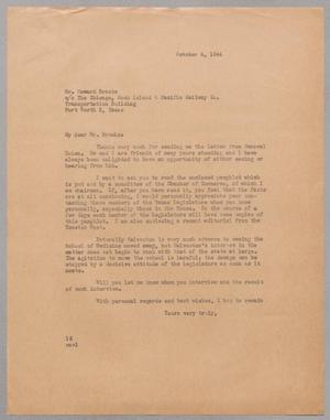 [Letter from I. H. Kempner to Howard Brooks, October 6, 1944]