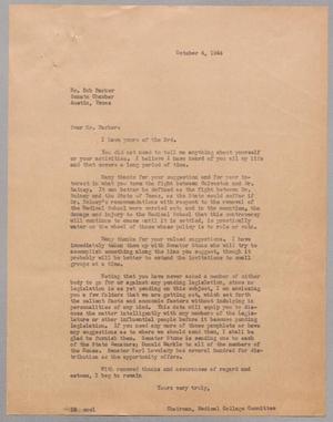 Primary view of object titled '[Letter from Isaac H. Kempner to Bob Barker, October 4, 1944]'.