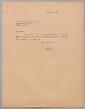 [Letter from Isaac Herbert Kempner to Texas Press Clipping Bureau, October 2, 1944]