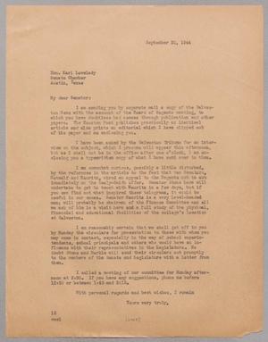 [Letter from I. H. Kempner to Karl Lovelady, September 30, 1944]