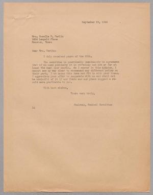 [Letter from I. H. Kempner to Rosella H. Werlin, September 28, 1944]