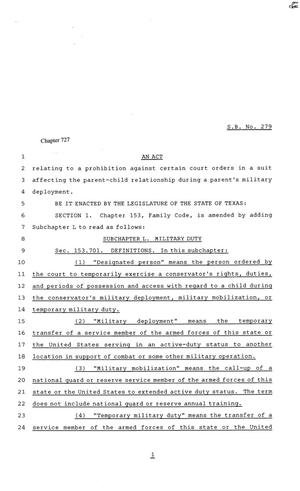 81st Texas Legislature, Senate Bill 279, Chapter 727