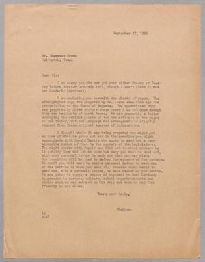 [Letter from I. H. Kempner to Sherwood Brown, September 27, 1944]