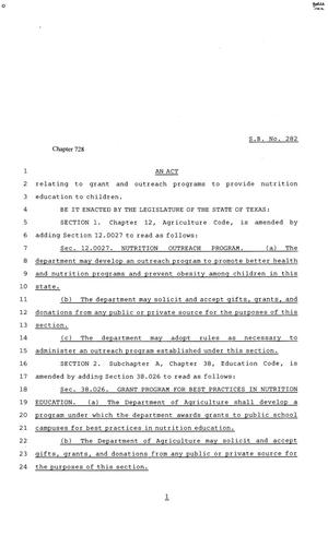 81st Texas Legislature, Senate Bill 282, Chapter 728