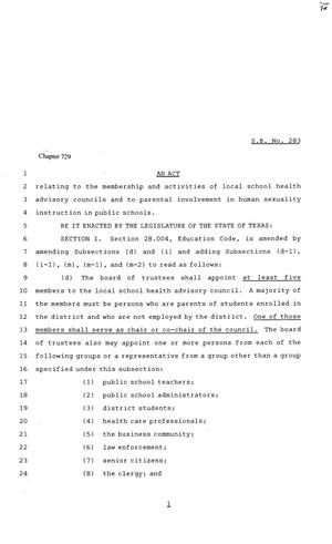 81st Texas Legislature, Senate Bill 283, Chapter 729
