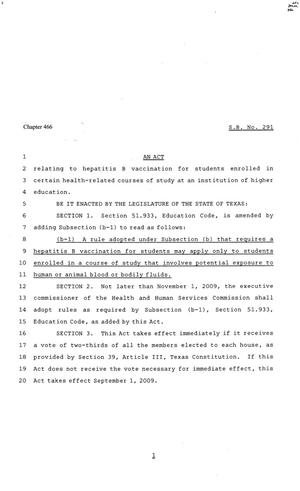 81st Texas Legislature, Senate Bill 291, Chapter 466