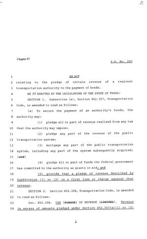 81st Texas Legislature, Senate Bill 293, Chapter 47