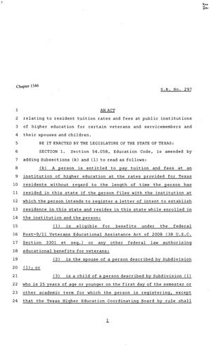 81st Texas Legislature, Senate Bill 297, Chapter 1346