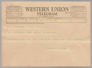 [Telegram from Kempners Adoue, September 8, 1962]