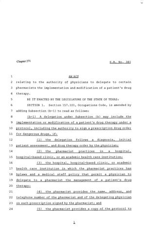 81st Texas Legislature, Senate Bill 381, Chapter 271