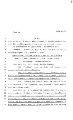 81st Texas Legislature, Senate Bill 39, Chapter 719