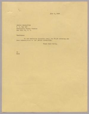 [Letter from Mr. I. H. Kempner, July 8, 1958]