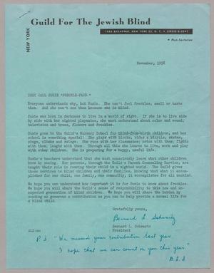 [Letter from the Guild for the Jewish Blind, November, 1958]