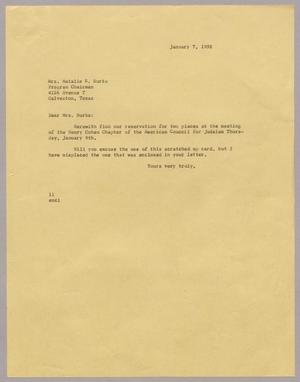 [Letter from I. H. Kempner to Mrs. Natalie S. Burka, January 7, 1958]