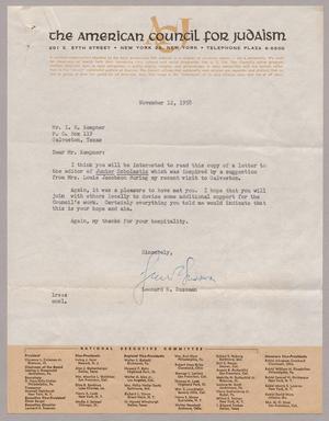 [Letter from Leonard R. Sussman to Mr. I. H. Kempner, November 12, 1958]