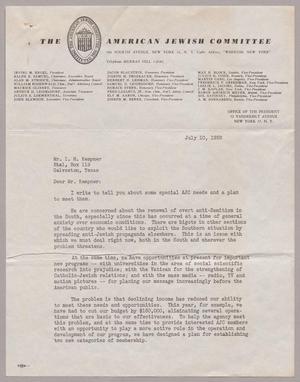 [Letter from Irving M. Engel to I. H. Kempner, July 10, 1958]