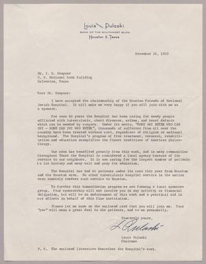 [Letter from Louis Pulaski to Mr. I. H. Kempner, November 16, 1959]