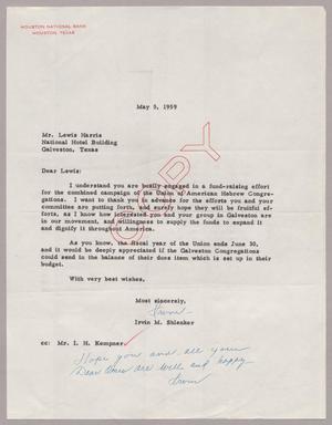 [Letter from Irvin M. Shlenker to Mr. Lewis Harris, May 5, 1959]