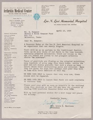 Primary view of object titled '[Letter from Mrs. Louis H. Harrison to Mr. H. Kempner, April 10, 1959]'.