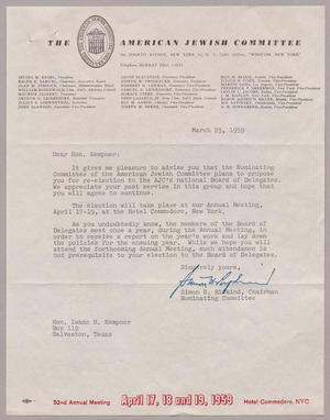 [Letter from Simon H. Rifkind to Hon. I. H. Kempner, March 23, 1959]
