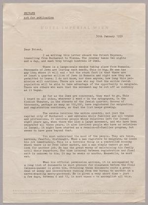 Primary view of object titled '[Letter from Rabbi Herbert A. Friedman of the United Jewish Appeal, January 30, 1959]'.