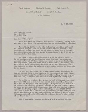 [Letter from Jacob Blaustein, Herbert H. Lehman, Fred Lazarus, Jr., Samuel D. Leisdesdorf, Joseph M. Proskauer, A. M. Sonnabend to I. H. Kempner, March 18, 1959]