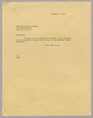 [Letter from Mr. I. H. Kempner, February 2, 1959]