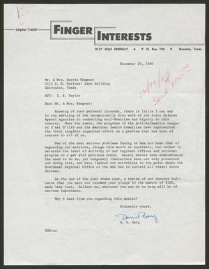 [Letter from D. H. Barg to Mr. and Mrs. Harris Kempner, December 20, 1960]