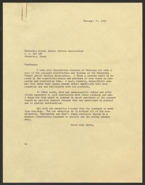[Letter from I. H. Kempner, February 17, 1960]