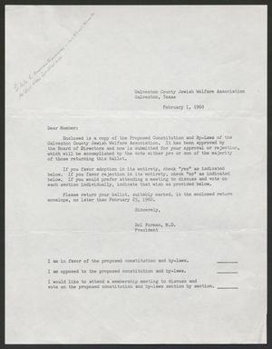 [Letter from Sol Forman, M. D., February 1, 1960]