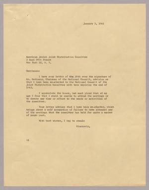 [Letter from I. H. Kempner, January 3, 1961]