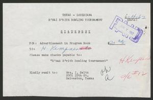 Primary view of object titled '[Statement from B'nai B'rith Bowling Tournament, June 4, 1962]'.