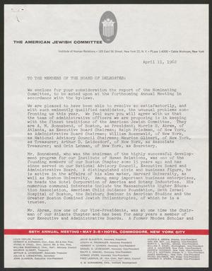 [Letter from The American Jewish Committee, April 11, 1962]