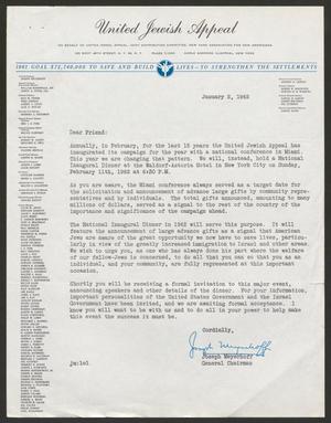 [Letter from Joseph Meyerhoff, January 2, 1962]