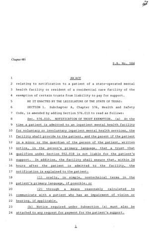 81st Texas Legislature, Senate Bill 584, Chapter 481