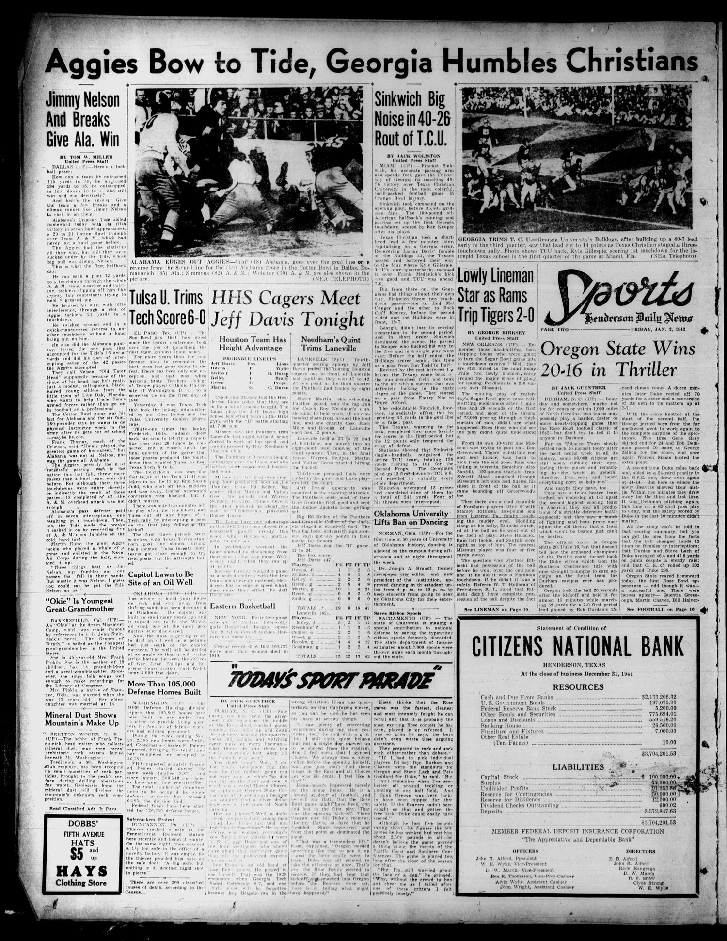 Henderson Daily News (Henderson, Tex.), Vol. 11, No. 248, Ed. 1 Friday, January 2, 1942
                                                
                                                    [Sequence #]: 2 of 10
                                                
