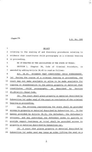 81st Texas Legislature, Senate Bill 595, Chapter 276