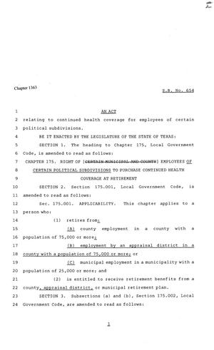 81st Texas Legislature, Senate Bill 654, Chapter 1363