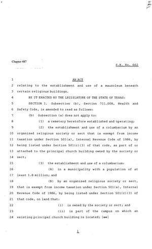 81st Texas Legislature, Senate Bill 662, Chapter 487