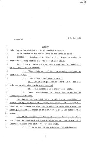 81st Texas Legislature, Senate Bill 666, Chapter 754