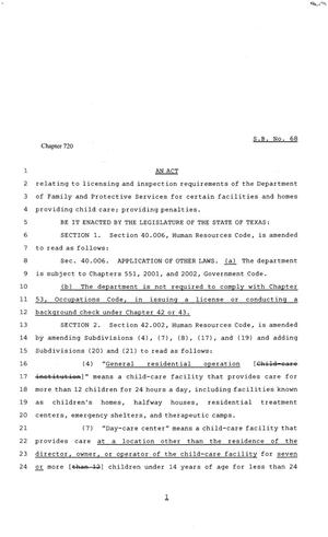 81st Texas Legislature, Senate Bill 68, Chapter 720