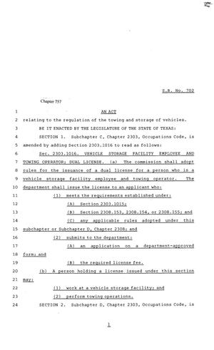 81st Texas Legislature, Senate Bill 702, Chapter 757
