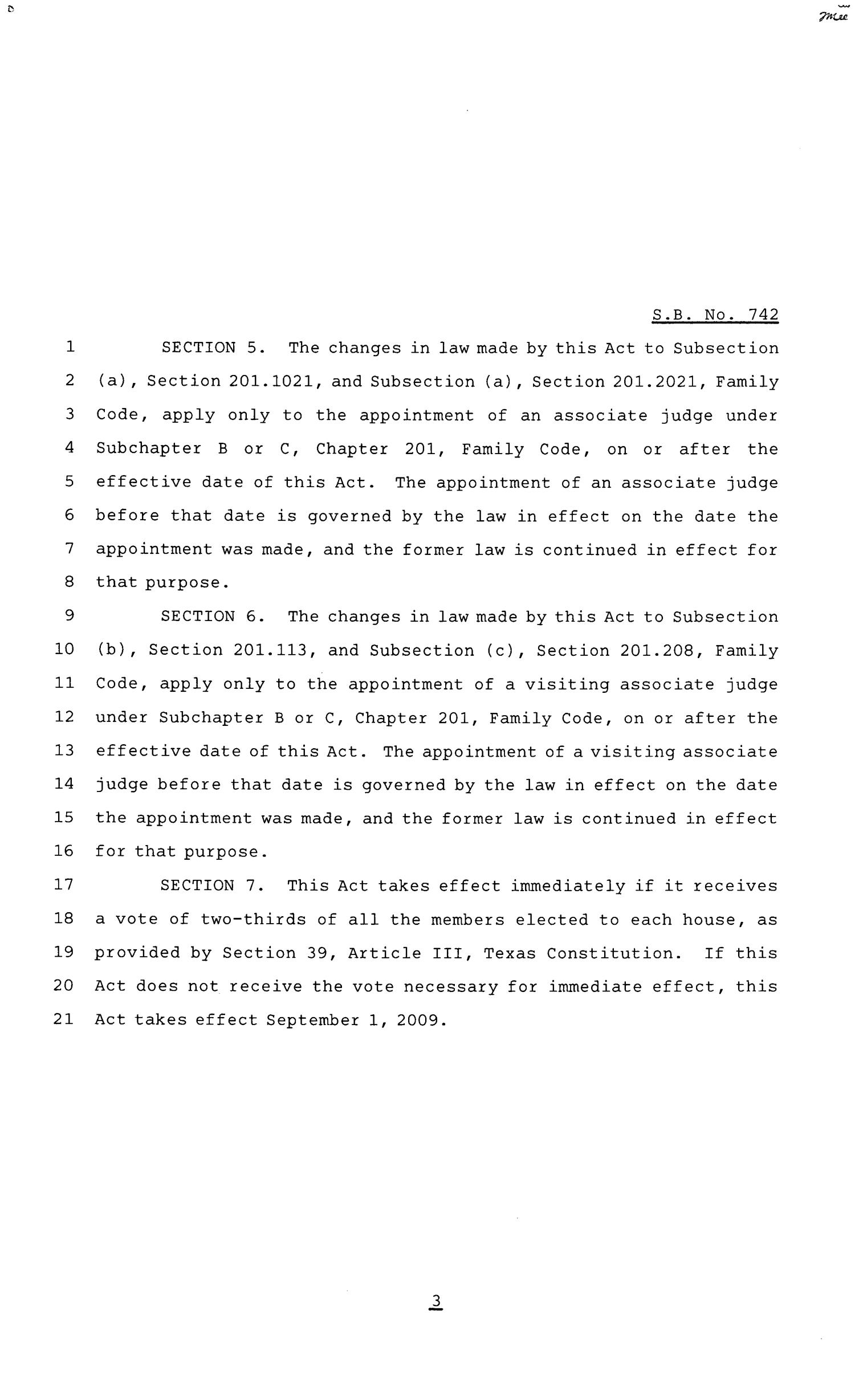 81st Texas Legislature, Senate Bill 742, Chapter 760
                                                
                                                    [Sequence #]: 3 of 4
                                                
