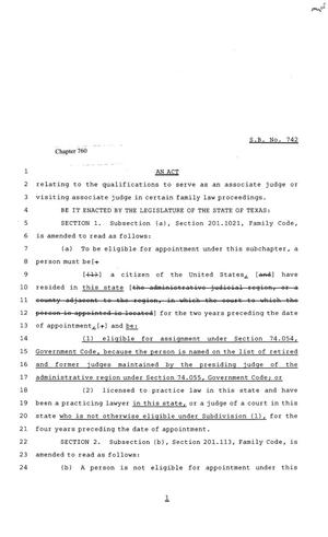 81st Texas Legislature, Senate Bill 742, Chapter 760