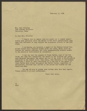 [Letter from I. H. Kempner to Mrs. Paul Brindley - February 17, 1956]