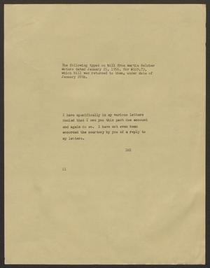 [Letter from I. H. Kempner to Martin Belcher Regarding a Bill - January 28, 1956]