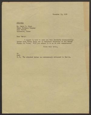 [Letter from I. H. Kempner to Mr. Harry G. Black - December 13, 1956]