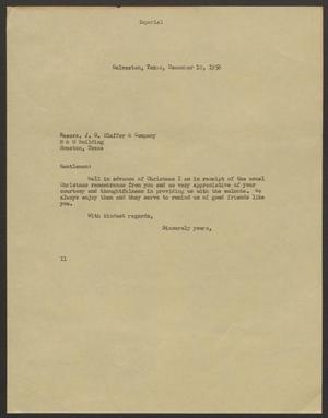 [Letter from I. H. Kempner to J. G. Blaffer and Company - December 10, 1956]